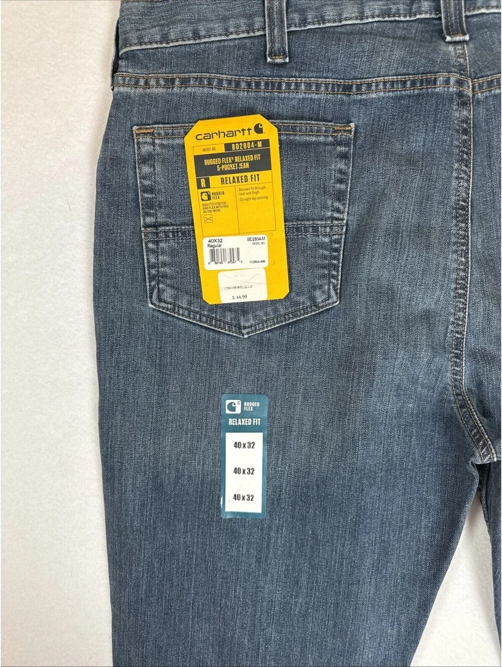 Carhartt Jeans Mens 40x32 Blue Denim Rugged Flex Relaxed Fit 5-Pocket BD2804-M